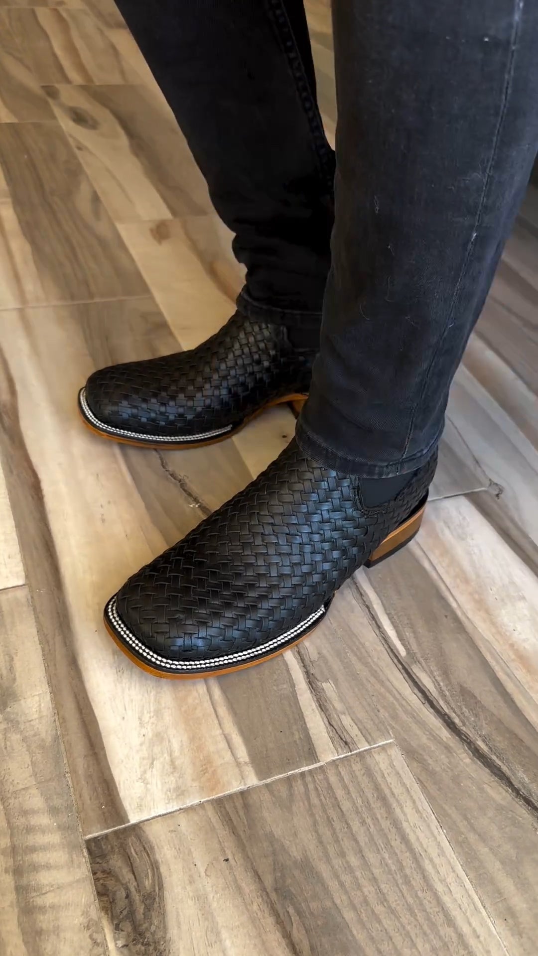 Men's Denim Braided Ankle Boots