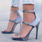 Velvet Ankle-Wrap Buckle Strap High Heels