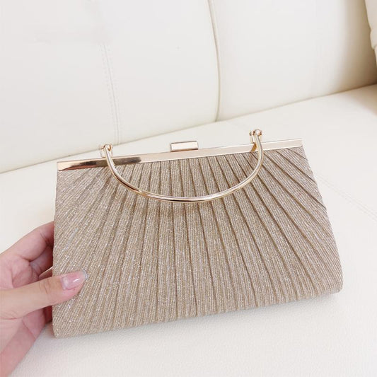 New Pleated Shiny Evening Tote
