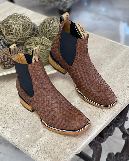 Men's Denim Braided Ankle Boots