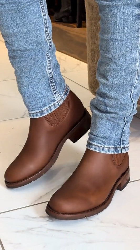 Brown Deerskin Cowboy Boots