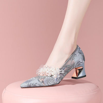 Stylish Embroidered Pearl Shoes for Women - Mother's Day Special