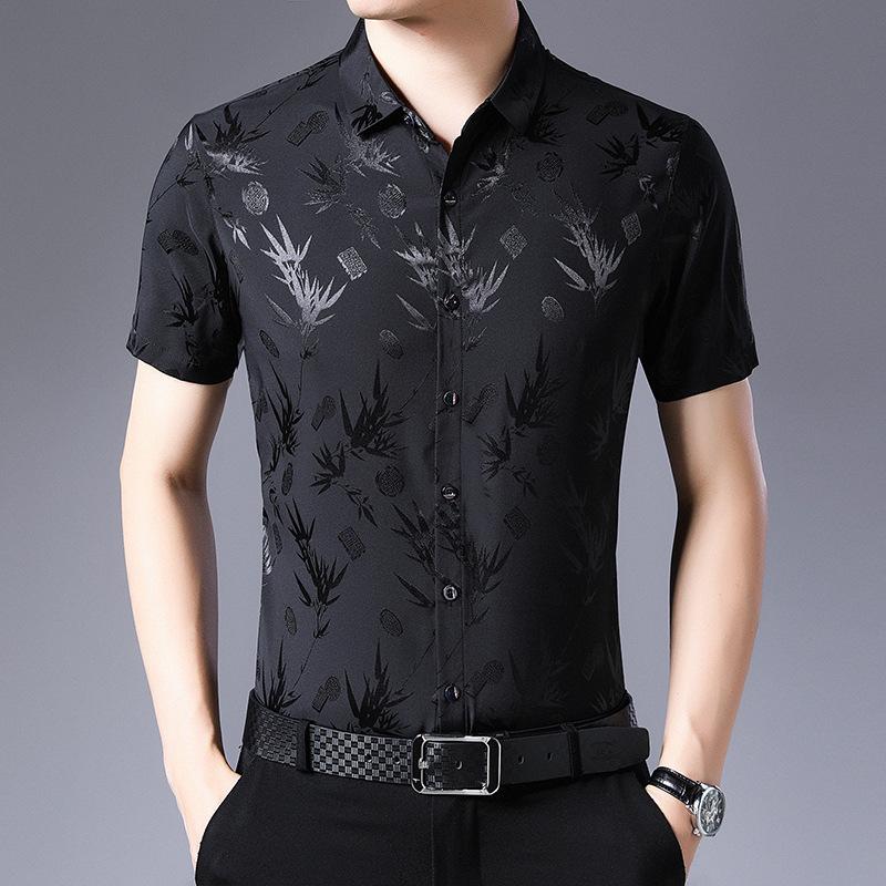 Summer Men's Silk Floral Shirt