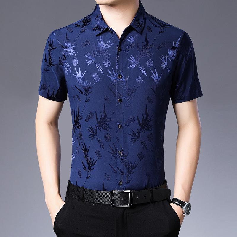 Summer Men's Silk Floral Shirt