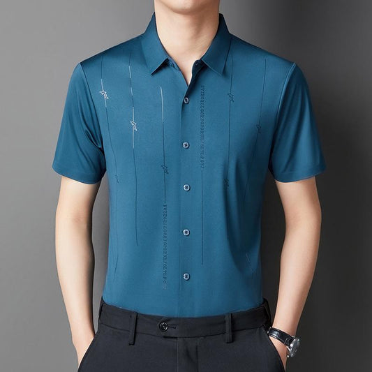 Men's Wrinkle Resistant High Elastic Ice Silk Shirt - Father's Day Special