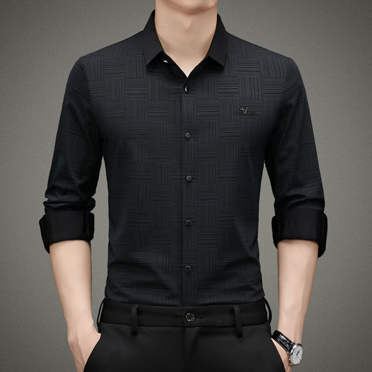Men's Business High Elastic Casual Long Sleeve Shirt