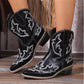 Fashionable ethnic embroidered mid-heeled short boots