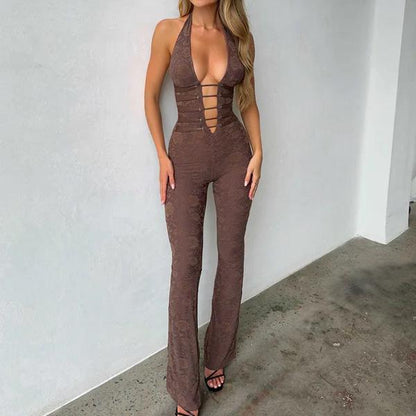 Lace-Up Stylish Lace Jumpsuit