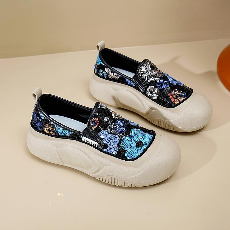 Soft-soled sequined non-slip women's shoes