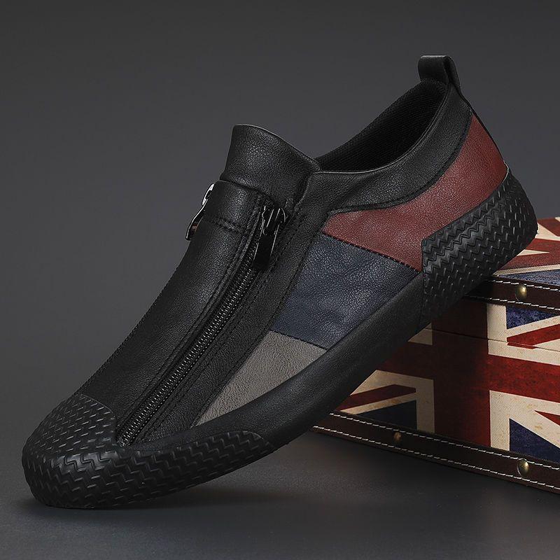 Italian leather men's flat shoes