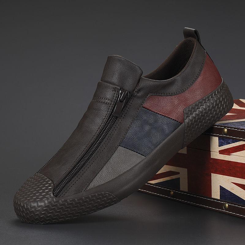 Italian leather men's flat shoes