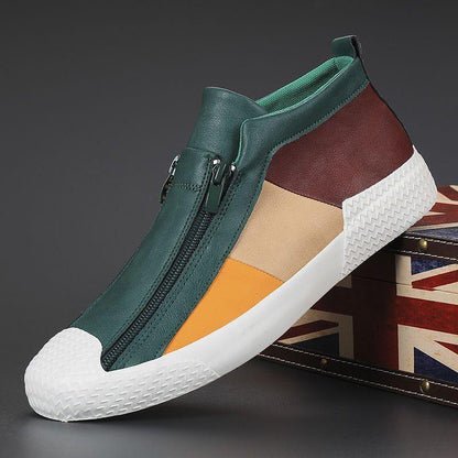 Italian Leather Men's High Top Casual Shoes