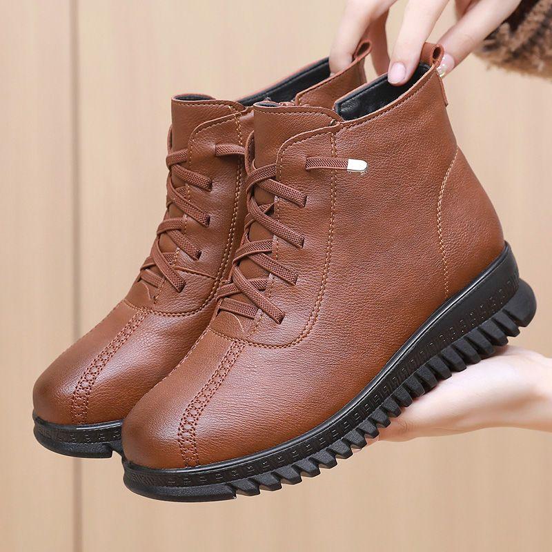 2022 wool warm thick sole leather women's shoes