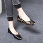 Leopard Print Patchwork Leather Casual Shoes