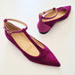 Ankle Buckle Pointed Toe Faux Suede Flats