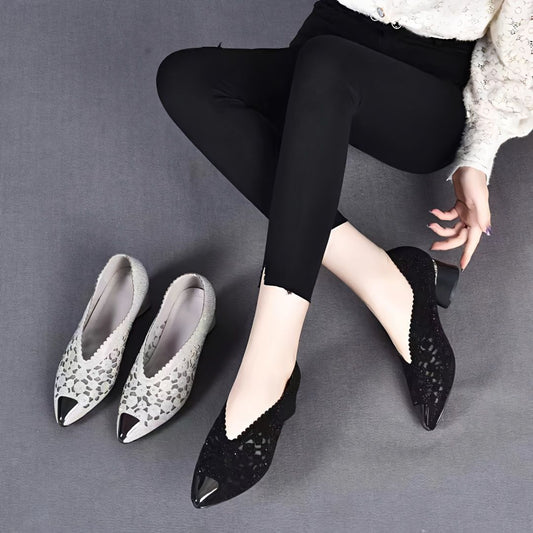 Women's Fashion Hollow Diamond Chunky Heels【Wide Width】