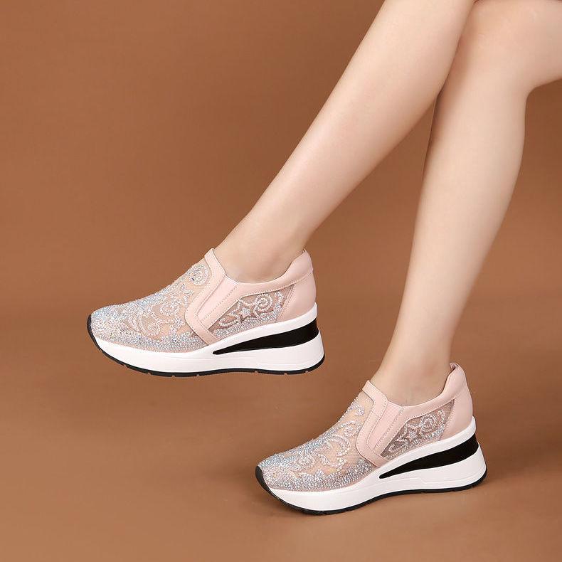 Summer hollow breathable diamond-studded women's shoes