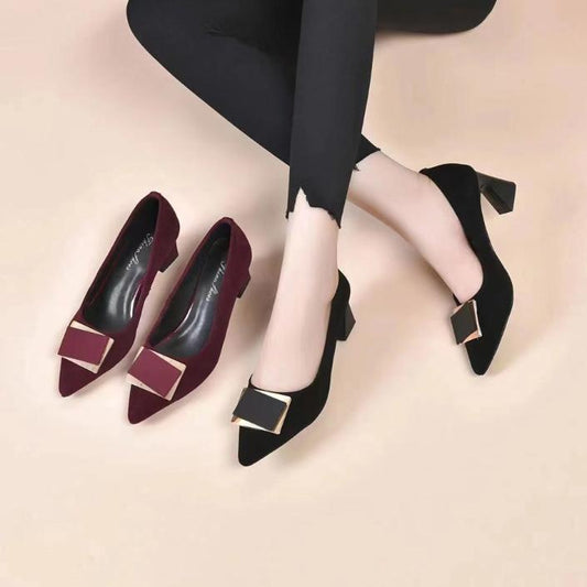 2022 new thick heel french pumps